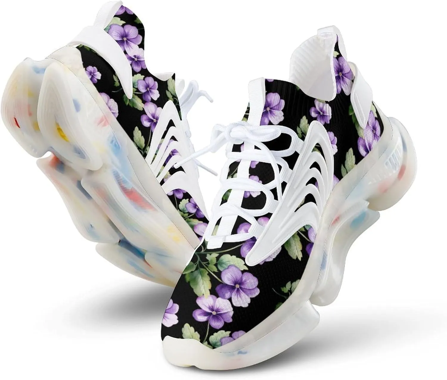 African Violet Flower Mens Sneakers Running Shoes Lightweight Athletic Shoes for Jogging Walking Gym