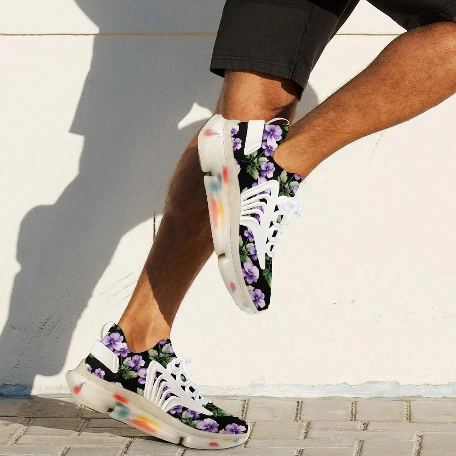 African Violet Flower Mens Sneakers Running Shoes Lightweight Athletic Shoes for Jogging Walking Gym