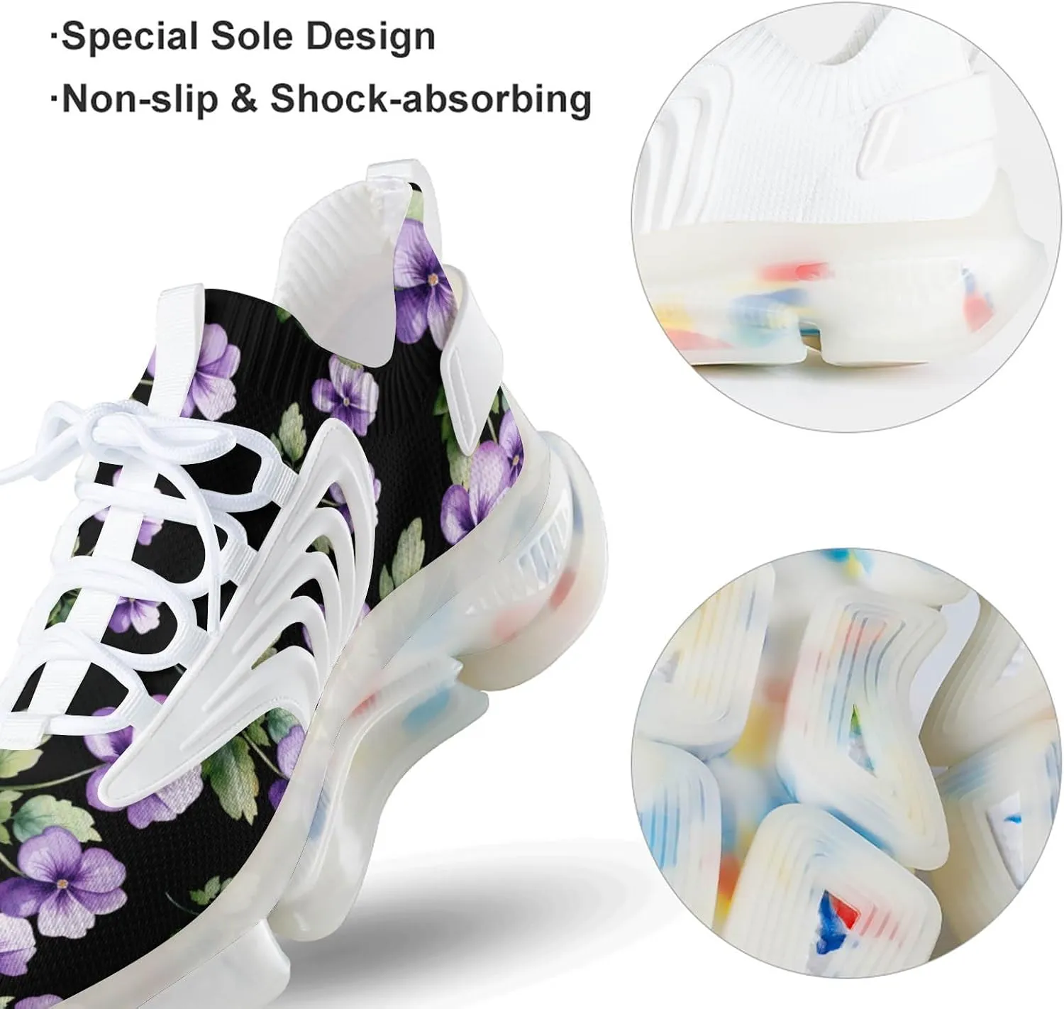 African Violet Flower Mens Sneakers Running Shoes Lightweight Athletic Shoes for Jogging Walking Gym