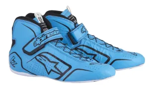 ALPINESTARS TECH 1-Z SHOES CYAN/BLK SZ 5 SFI 3.3 LVL 5/FIA KANGAROO LEATHER