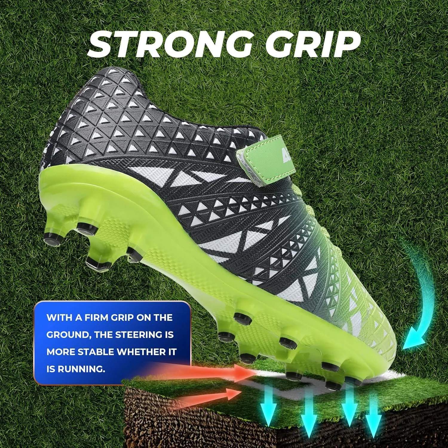 ASHION Kids Soccer Cleats Boys Girls Soccer Shoes Firm Ground Football Shoes for Indoor Outdoor Size (Little Kid/Big Kid)