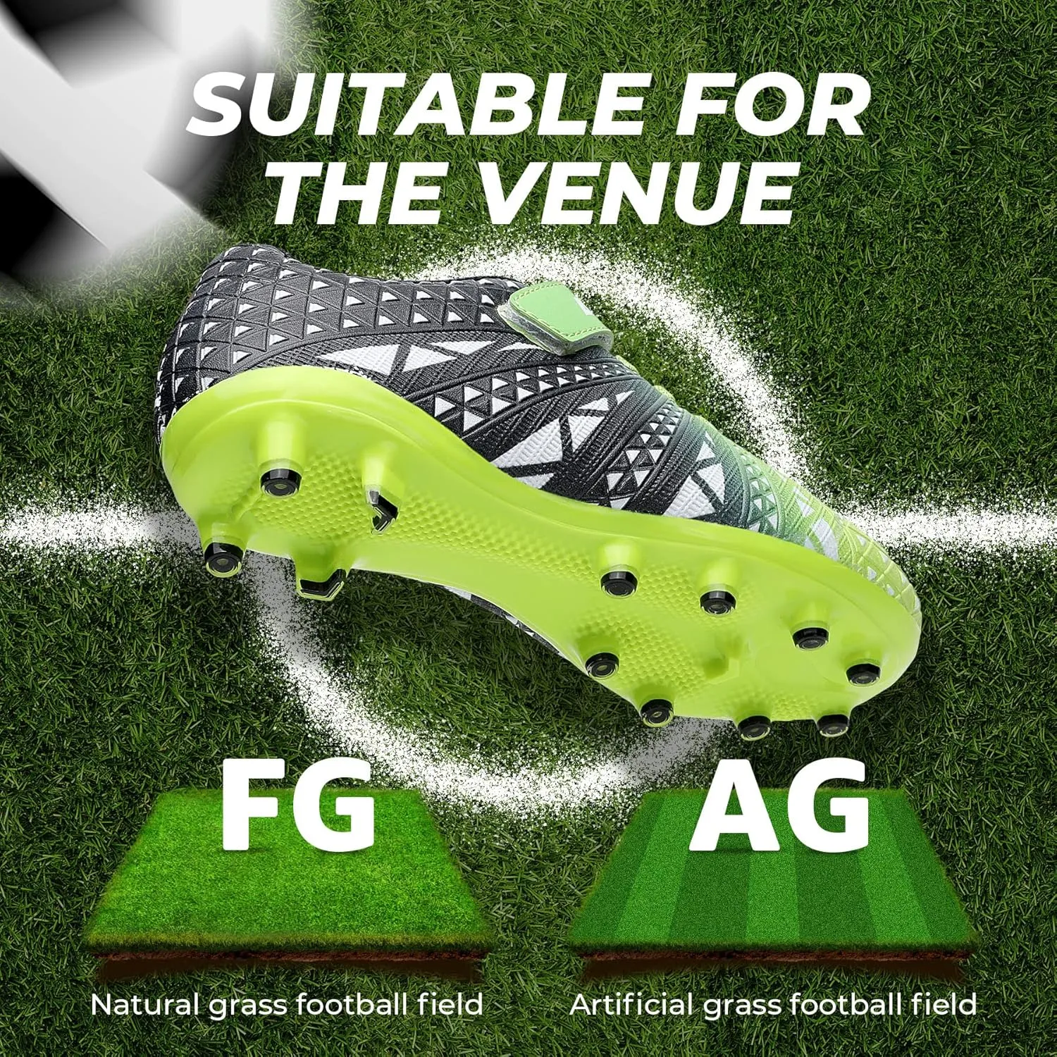 ASHION Kids Soccer Cleats Boys Girls Soccer Shoes Firm Ground Football Shoes for Indoor Outdoor Size (Little Kid/Big Kid)