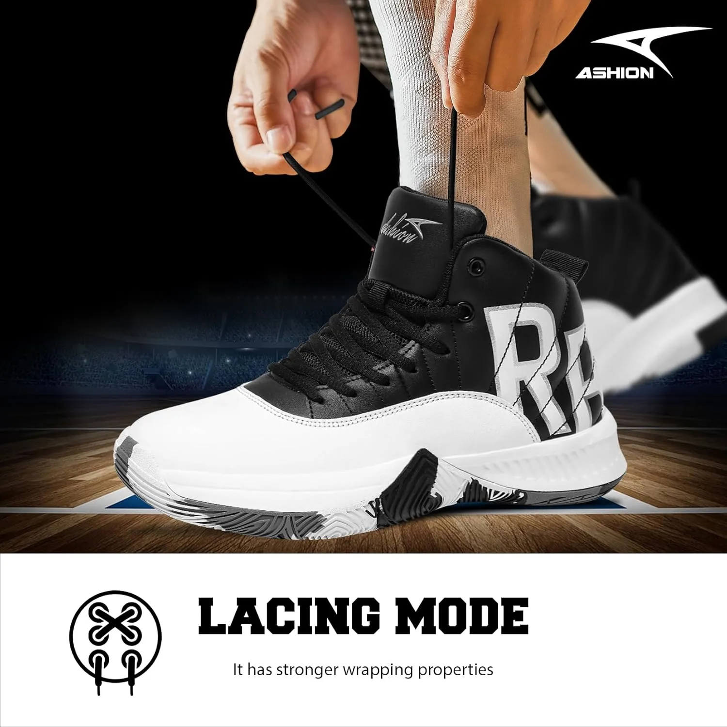 ASHION Unisex Kids Basketball Shoes Boys Air High Top Sneakers Girls Breathable Non-Slip Athletic Shoes Little Kid/Big Kid