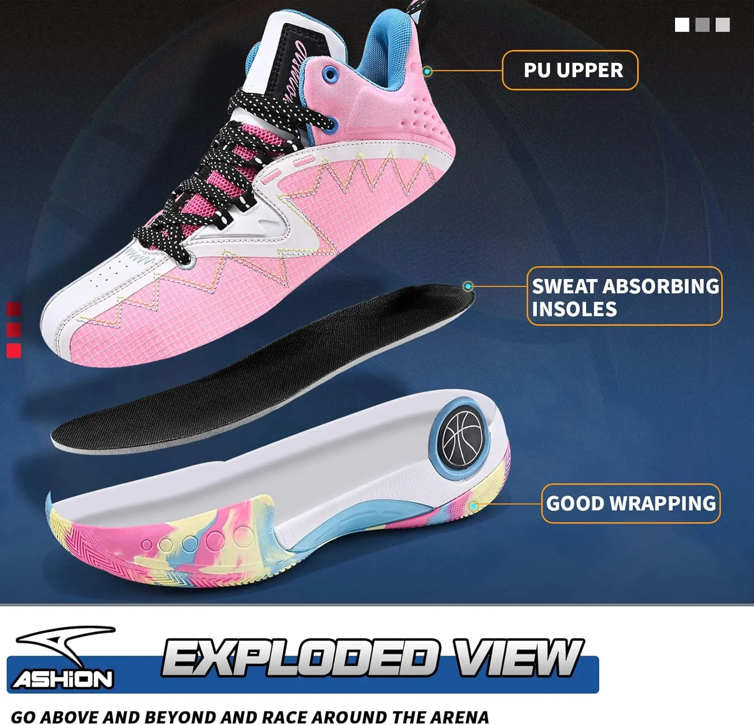 ASHION Unisex Kids Basketball Shoes Boys Air High Top Sneakers Girls Breathable Non-Slip Athletic Shoes Little Kid/Big Kid