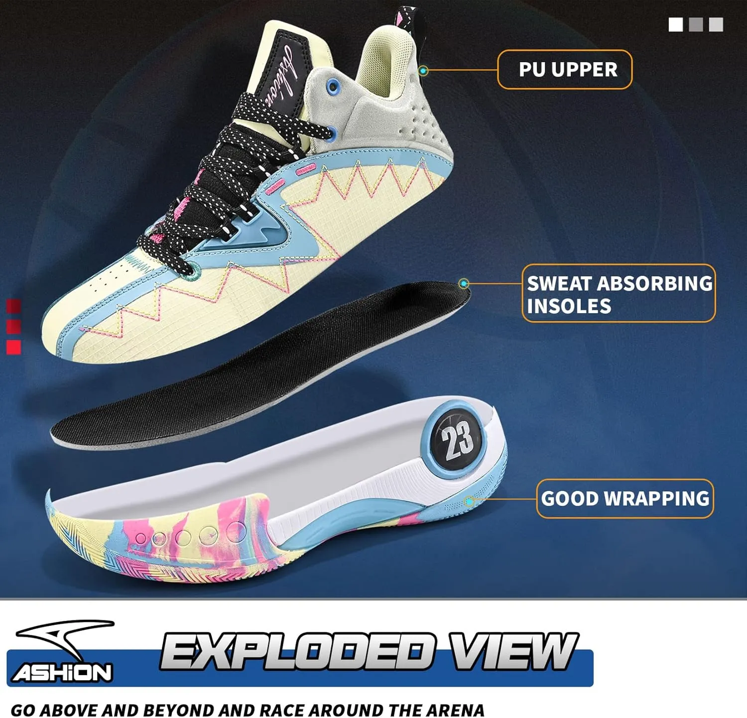 ASHION Unisex Kids Basketball Shoes Boys Air High Top Sneakers Girls Breathable Non-Slip Athletic Shoes Little Kid/Big Kid