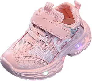 Baby Boys Mesh Glitter Sneaker Open Toe Light Up Sport Shoes Toddler Sole Non Slip Breathable First Walking Shoes