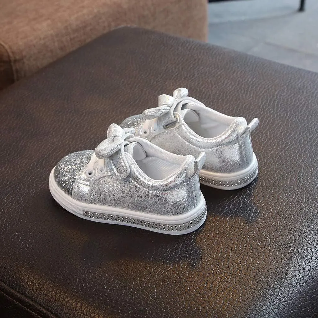 Baby Girl Casual Run Shoes Boys Bowknot Children Sport Crystal Baby Girls Sequins Bling 24 Month Shoes Boy