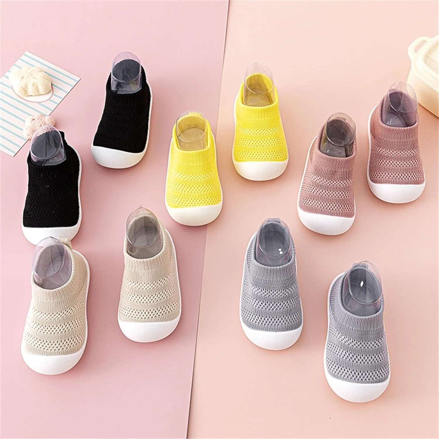 Baby Sock Shoes Baby Walking Shoes Infant Antislip Mesh Breathable Soft Rubber Sole Slippers Toddler Boys Girls Slip on Sneakers