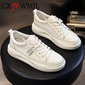 Big Size Women Sneakers Autumn Leather Light White Sneaker Female Platform Vulcanized Shoes Spring Casual Breathable Sports Shoes