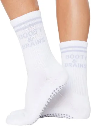 Booty & Brains Grip Socks for Pilates, Yoga, Barre & Workout - Non-Slip Stability - Athletic Socks for Women