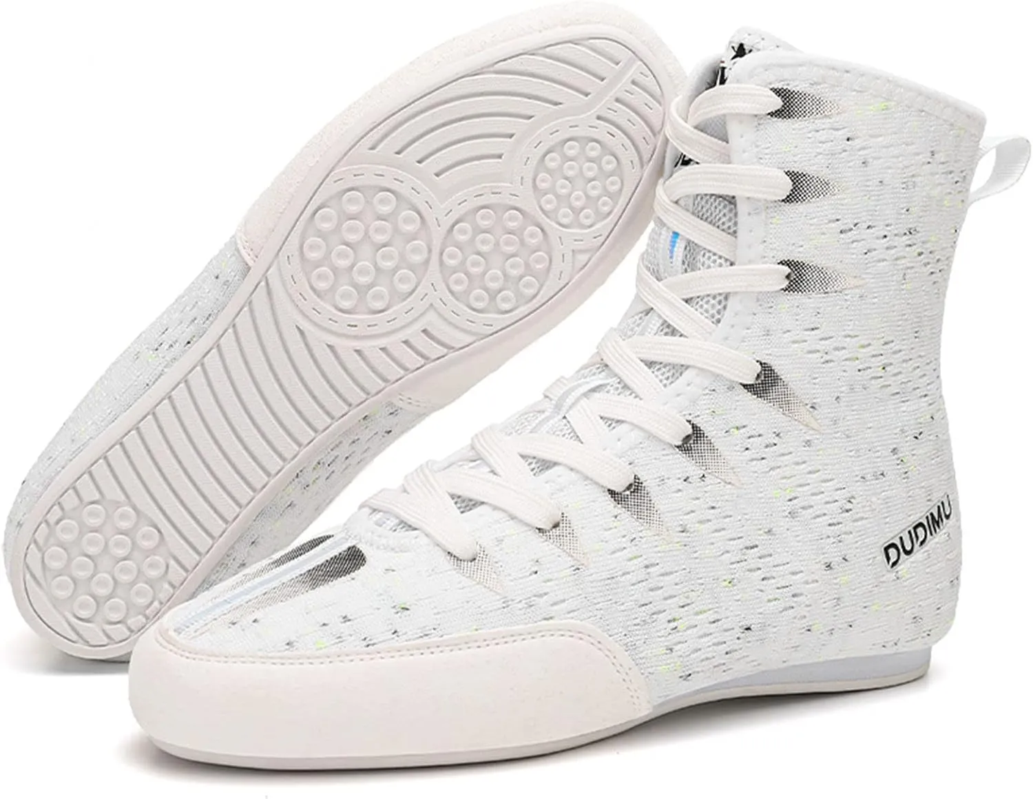 Boy's Boxing Shoes Combat Training Shoes Mesh Non-Slip Rubber Sole Children Wrestling Boxing Boots,White-35EU