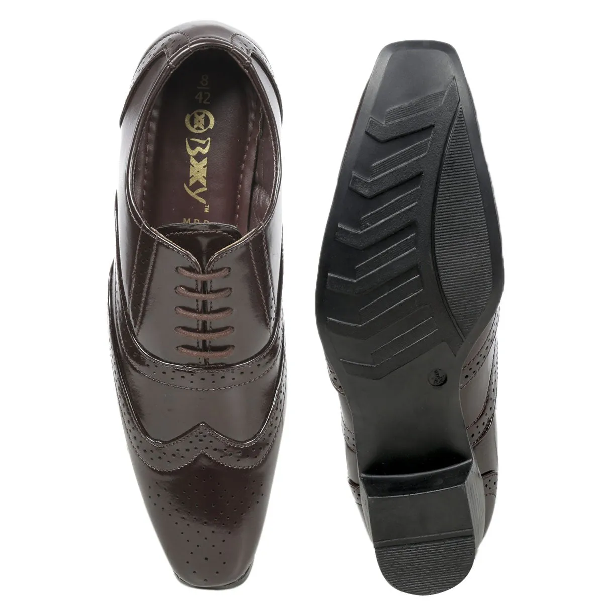 BXXY Men's Height Increasing Formal Brogue Faux Leather Oxford Shoes