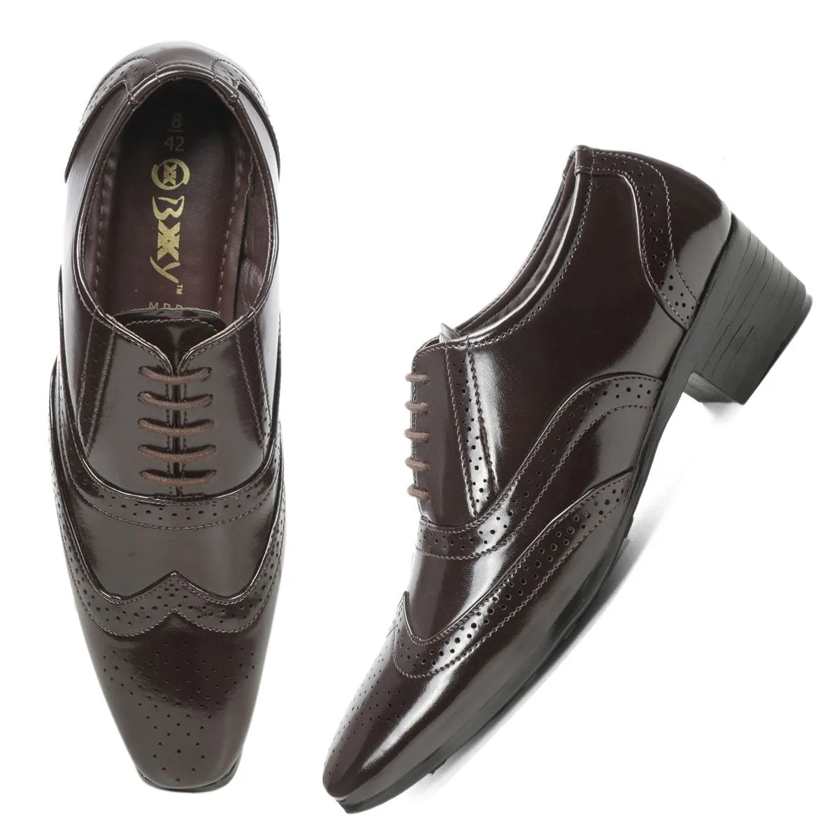 BXXY Men's Height Increasing Formal Brogue Faux Leather Oxford Shoes