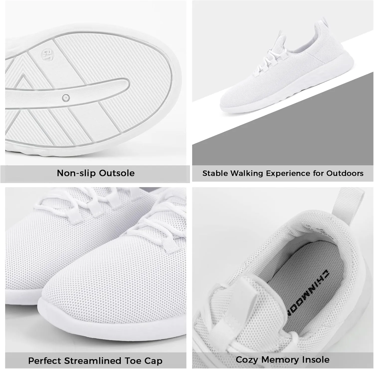 CHIN·MOON Women's Slip On Walking Shoes Lightweight Non Slip Running Gym Shoes Breathable Fashion Sneakers