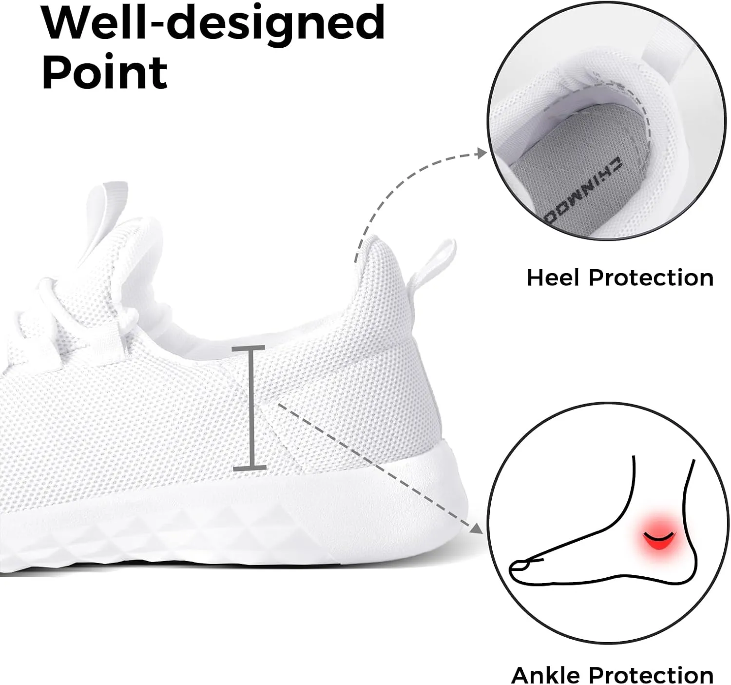 CHIN·MOON Women's Slip On Walking Shoes Lightweight Non Slip Running Gym Shoes Breathable Fashion Sneakers