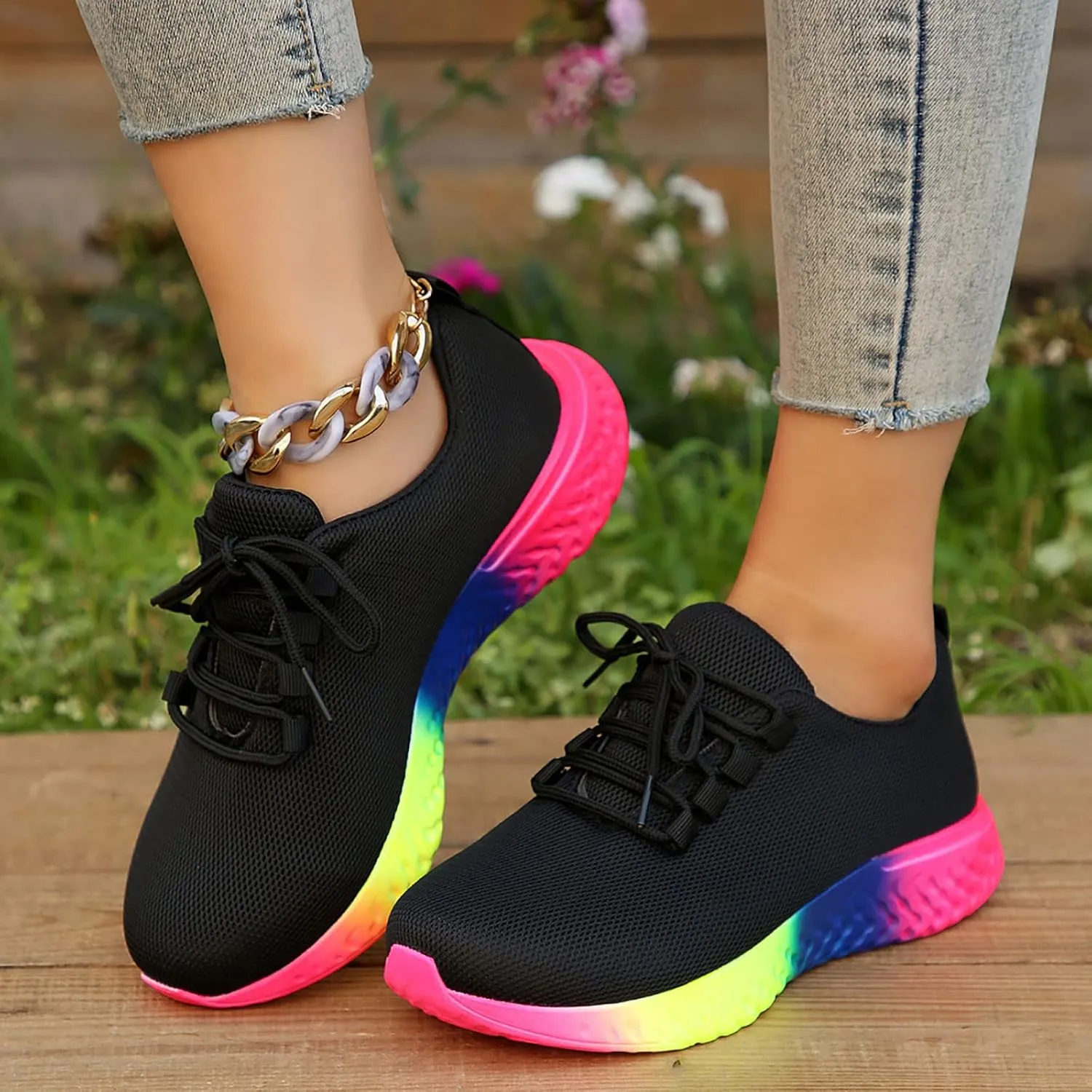 Chunky Platform High Sneakers for Women Women's Hiking Shoes Lightweight Slip On Shoes for Elderly Women Wide Width Womens Fashion Sneakers 2023 Retro Zapatos De Mujer Antideslizante para Cocina