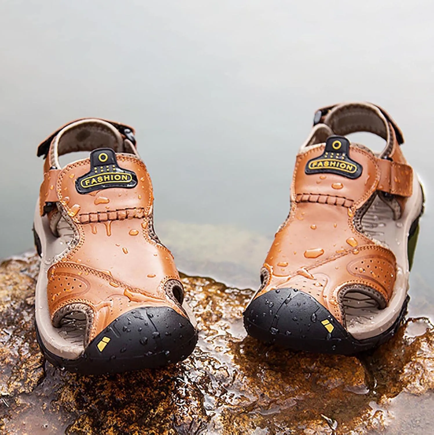 Closed Toe Sandals for Women Casual Leather Sandal Lightweight Soft Summer Shoes Hiking Walking Footwear