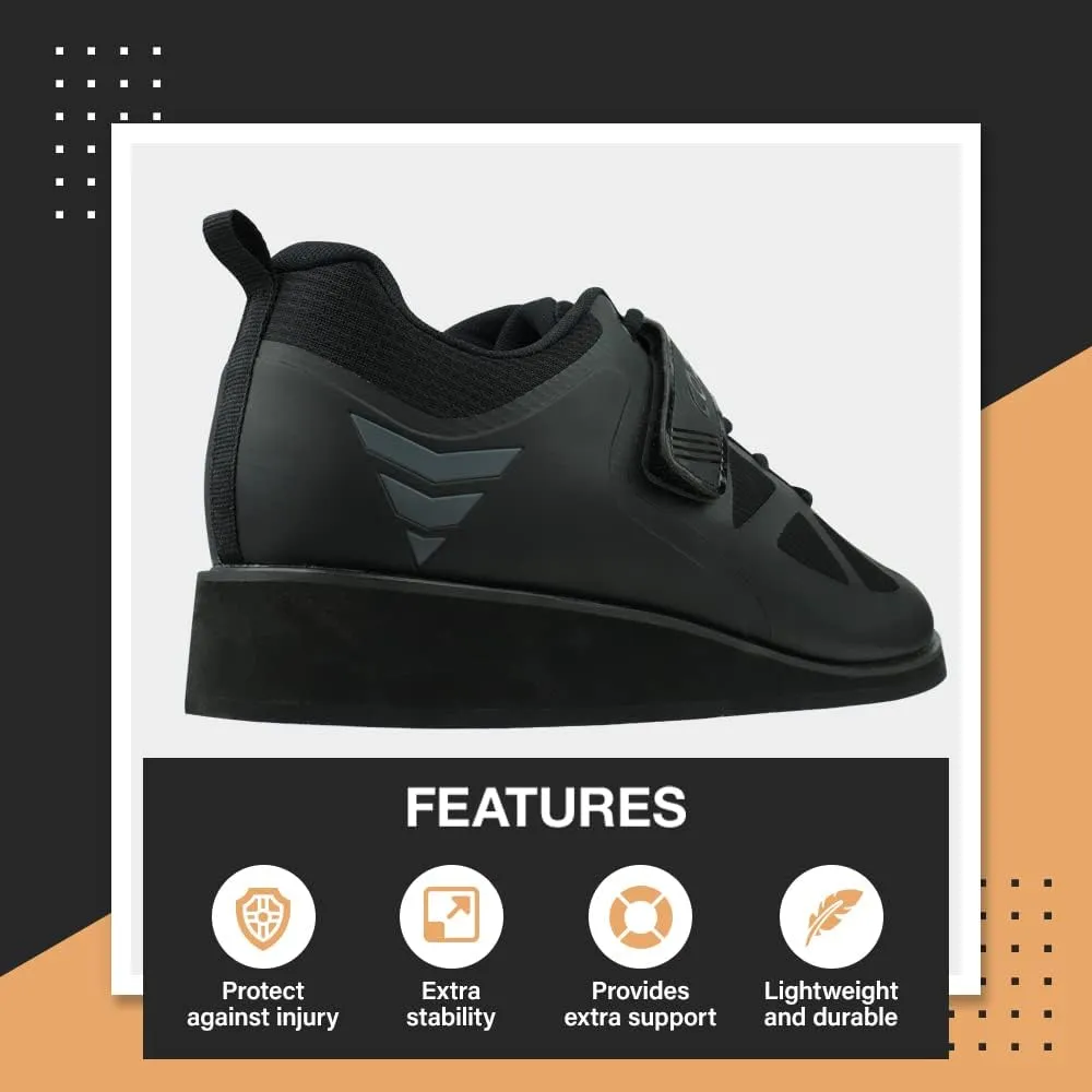 Core Weightlifting Shoes - Squat Shoes for Men and Women  Weight Lifting Shoes for Powerlifting, Deadlifting & Crossfit - Strap and Lace-Up Gym Shoes  Non-Slip Olympic Lifting Shoes with 0.67" Heels
