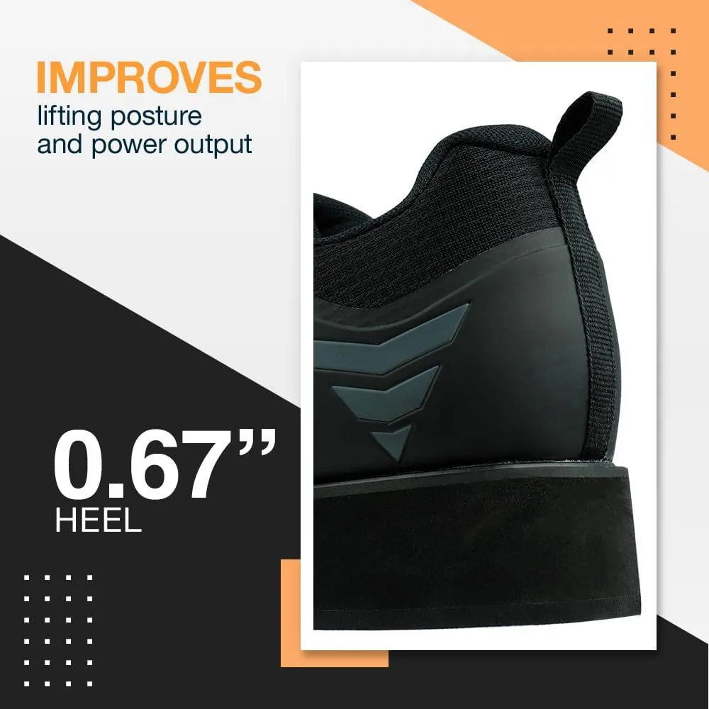 Core Weightlifting Shoes - Squat Shoes for Men and Women  Weight Lifting Shoes for Powerlifting, Deadlifting & Crossfit - Strap and Lace-Up Gym Shoes  Non-Slip Olympic Lifting Shoes with 0.67" Heels