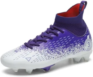 DHOVOR Boys Girls High-Top Soccer Cleats Youth Lightweight Professional Turf Football Cleats Unisex Non-Slip Indoor Soccer Shoes for Kids Outdoor/Indoor/Competition/Unisex