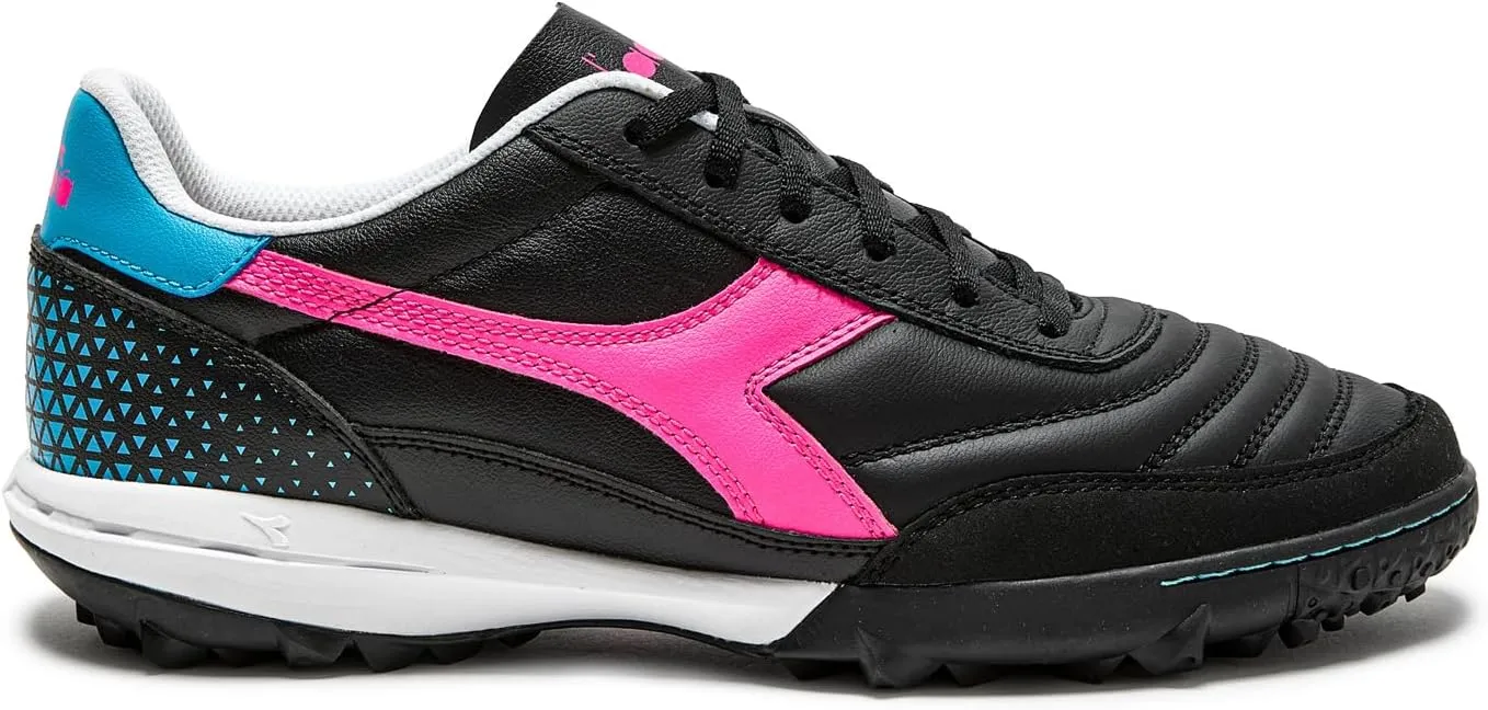 Diadora Calcetto LT Turf Soccer Shoes - Full Grain Leather, Enhanced Cushioning, Anti-Wear Rubber, Synthetic Turf, Optimal Traction and Stability