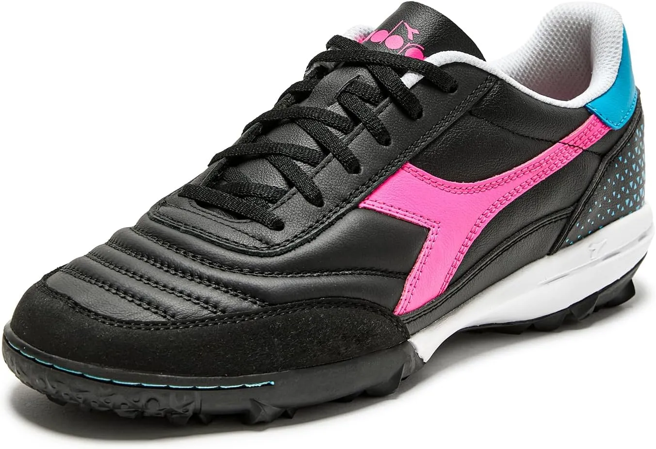 Diadora Calcetto LT Turf Soccer Shoes - Full Grain Leather, Enhanced Cushioning, Anti-Wear Rubber, Synthetic Turf, Optimal Traction and Stability