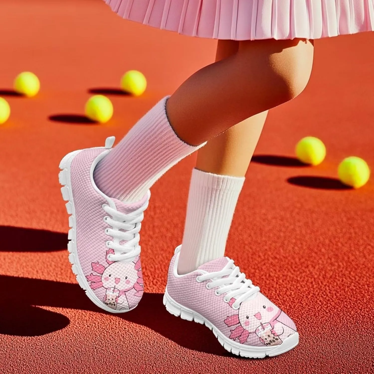 Dolyues Girls Sneakers Fashion Tennis Shoes for Kids Running Athletic Gym Sport Sneaker