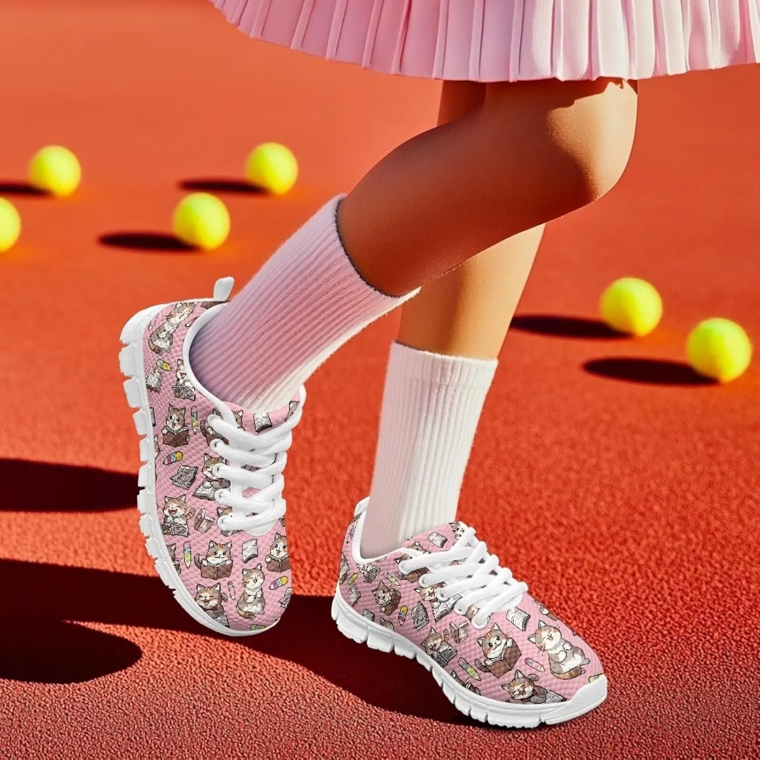 Dolyues Girls Sneakers Fashion Tennis Shoes for Kids Running Athletic Gym Sport Sneaker