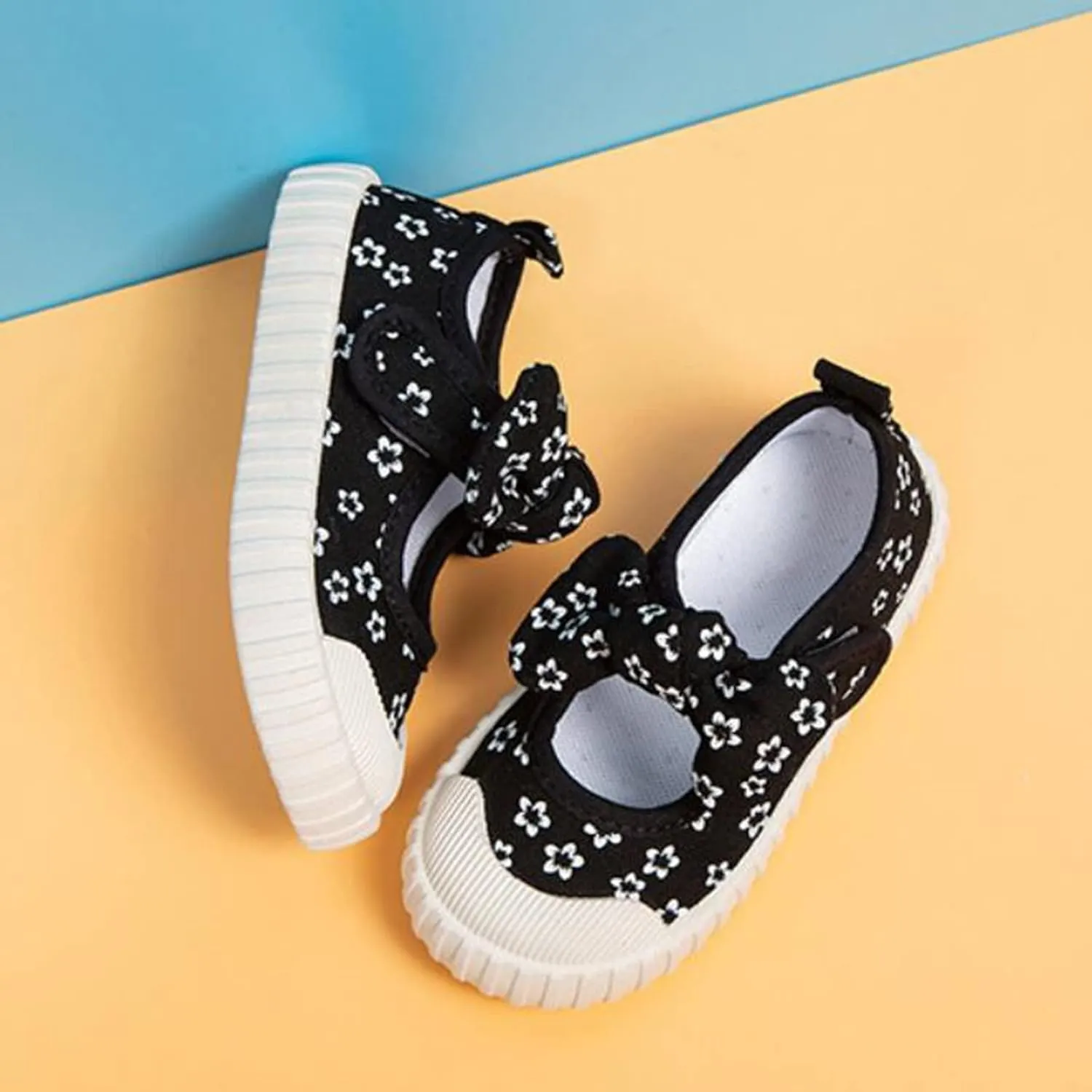 Dress Girls Rubber Sole Toddler Child Floral Printed Canvas Outing Baby Bow Kids Shoes Baby Boots 12-18 Months Girl