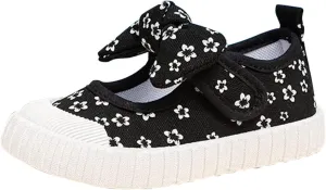 Dress Girls Rubber Sole Toddler Child Floral Printed Canvas Outing Baby Bow Kids Shoes Baby Boots 12-18 Months Girl