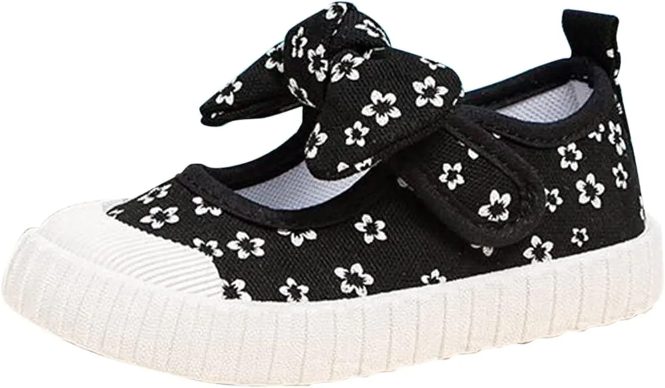 Dress Girls Rubber Sole Toddler Child Floral Printed Canvas Outing Baby Bow Kids Shoes Baby Boots 12-18 Months Girl