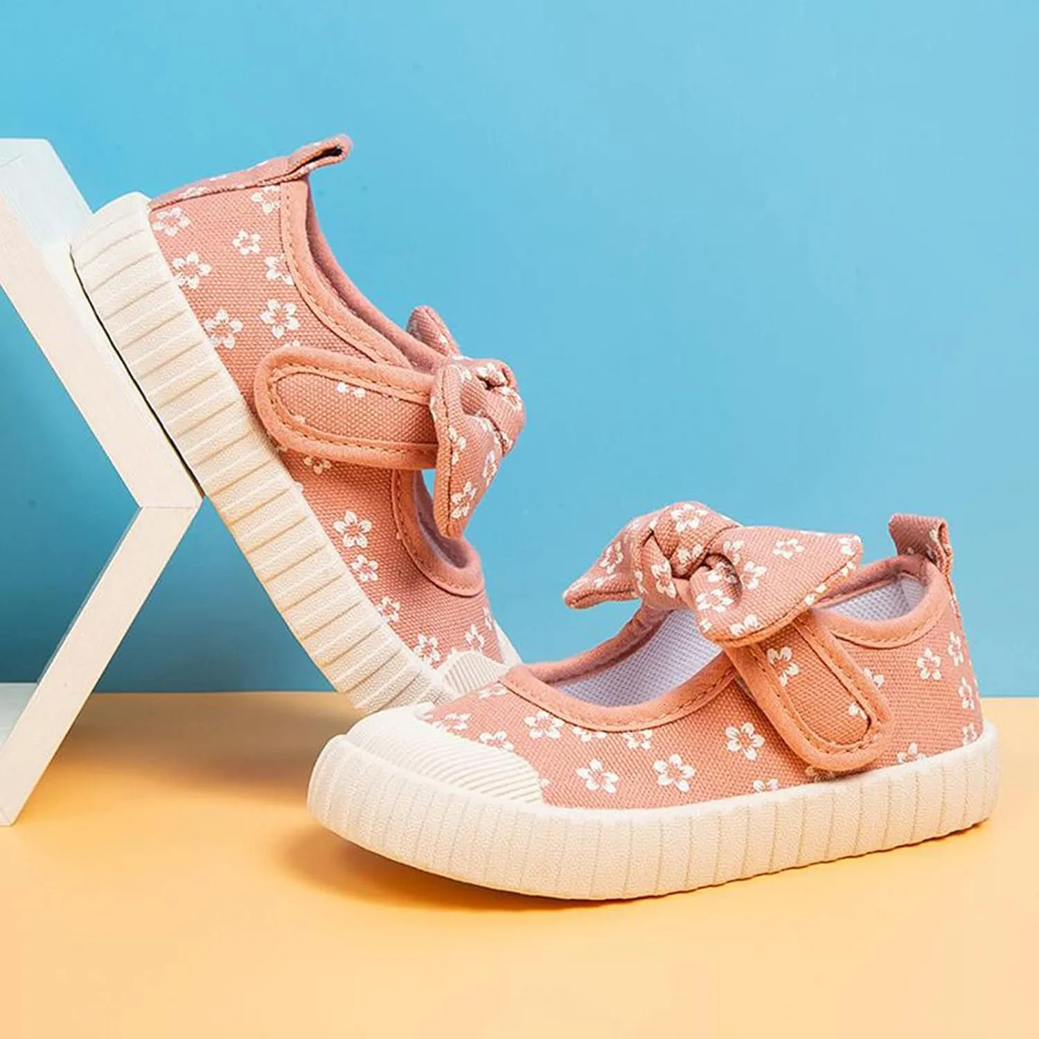 Dress Girls Rubber Sole Toddler Child Floral Printed Canvas Outing Baby Bow Kids Shoes Baby Boots 12-18 Months Girl