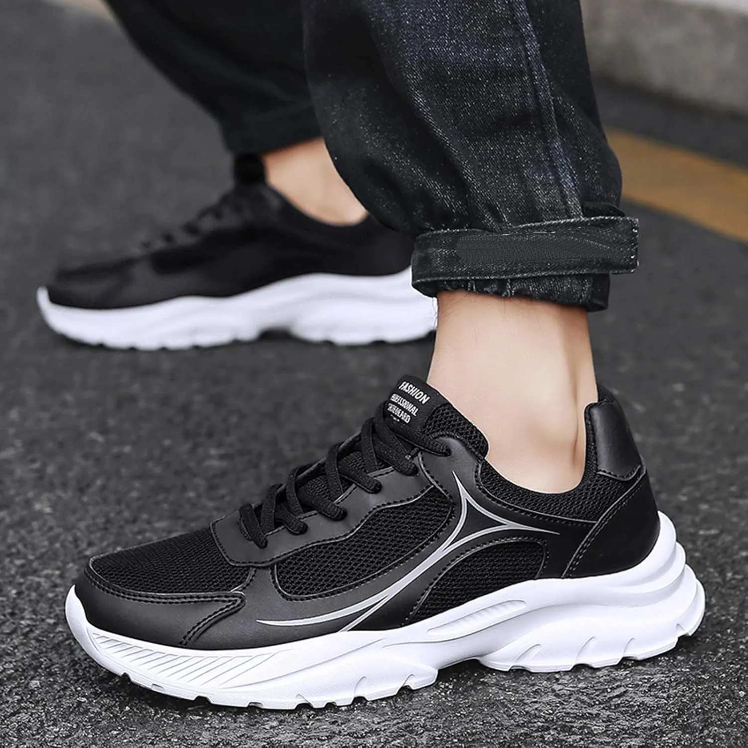 Fashion Men Mesh Mountaineering Casual Sport Shoes Lace Up Solid Color Running Breathable Soft Mens Lite Adapt Sneaker