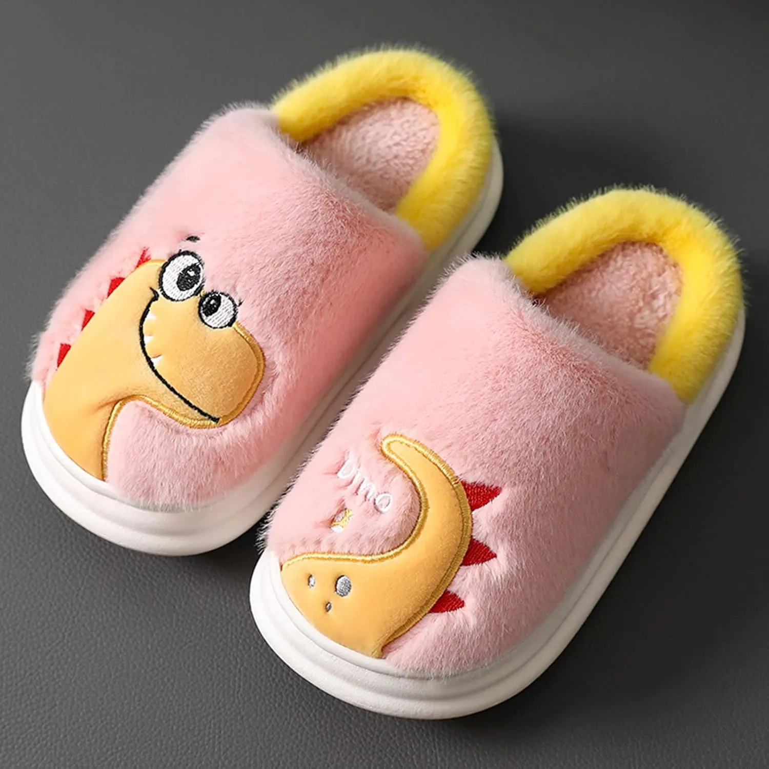 Fluff Slippers for Girls Fashion Autumn And Winter Boys And Girls Slippers Flat Bottom Thick Girls Flip Flops Size 5