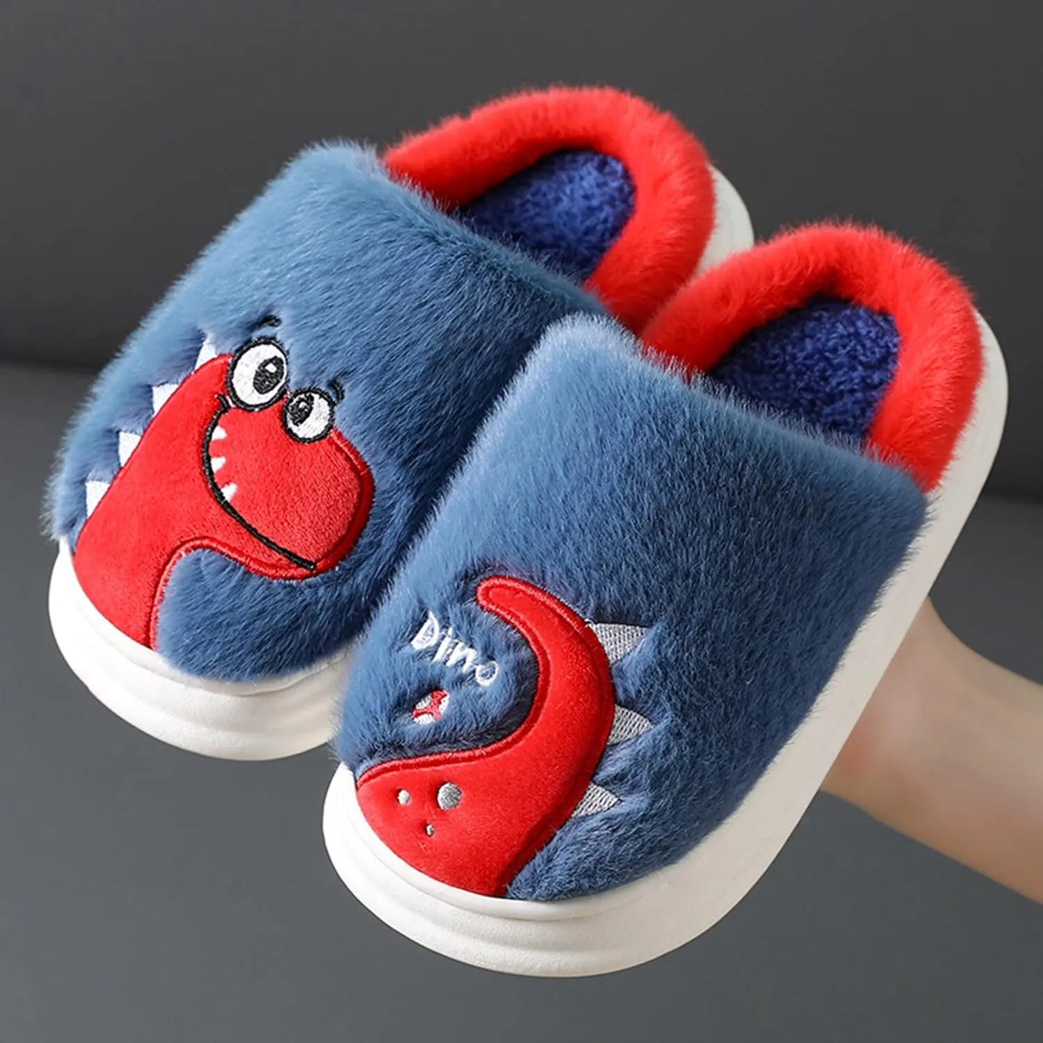 Fluff Slippers for Girls Fashion Autumn And Winter Boys And Girls Slippers Flat Bottom Thick Girls Flip Flops Size 5