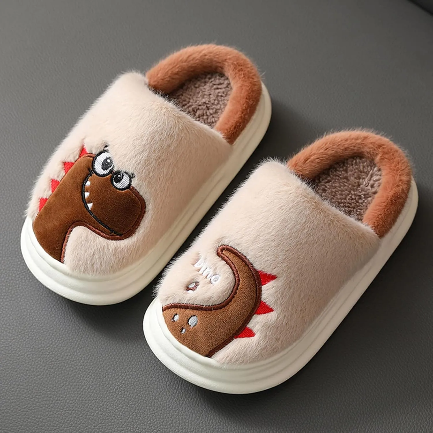 Fluff Slippers for Girls Fashion Autumn And Winter Boys And Girls Slippers Flat Bottom Thick Girls Flip Flops Size 5