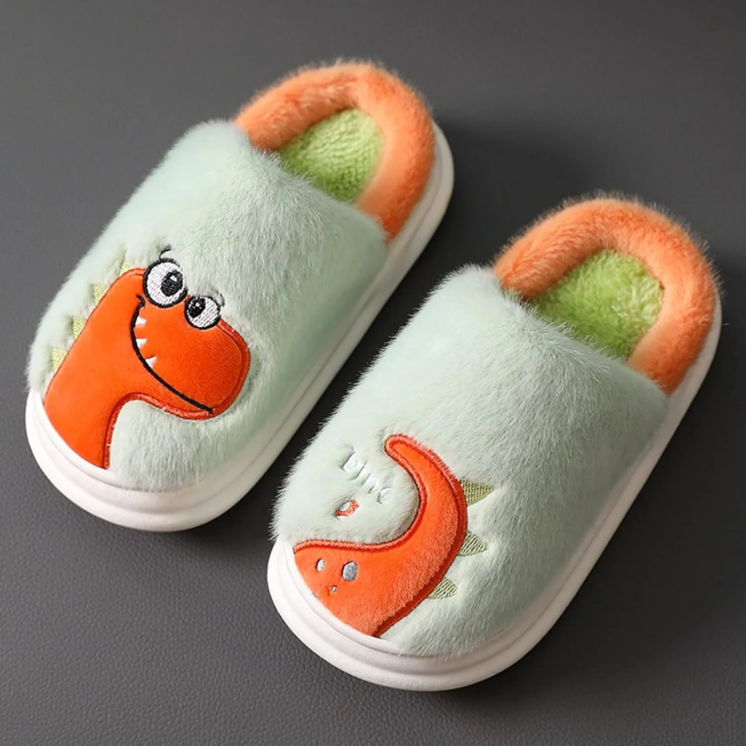 Fluff Slippers for Girls Fashion Autumn And Winter Boys And Girls Slippers Flat Bottom Thick Girls Flip Flops Size 5