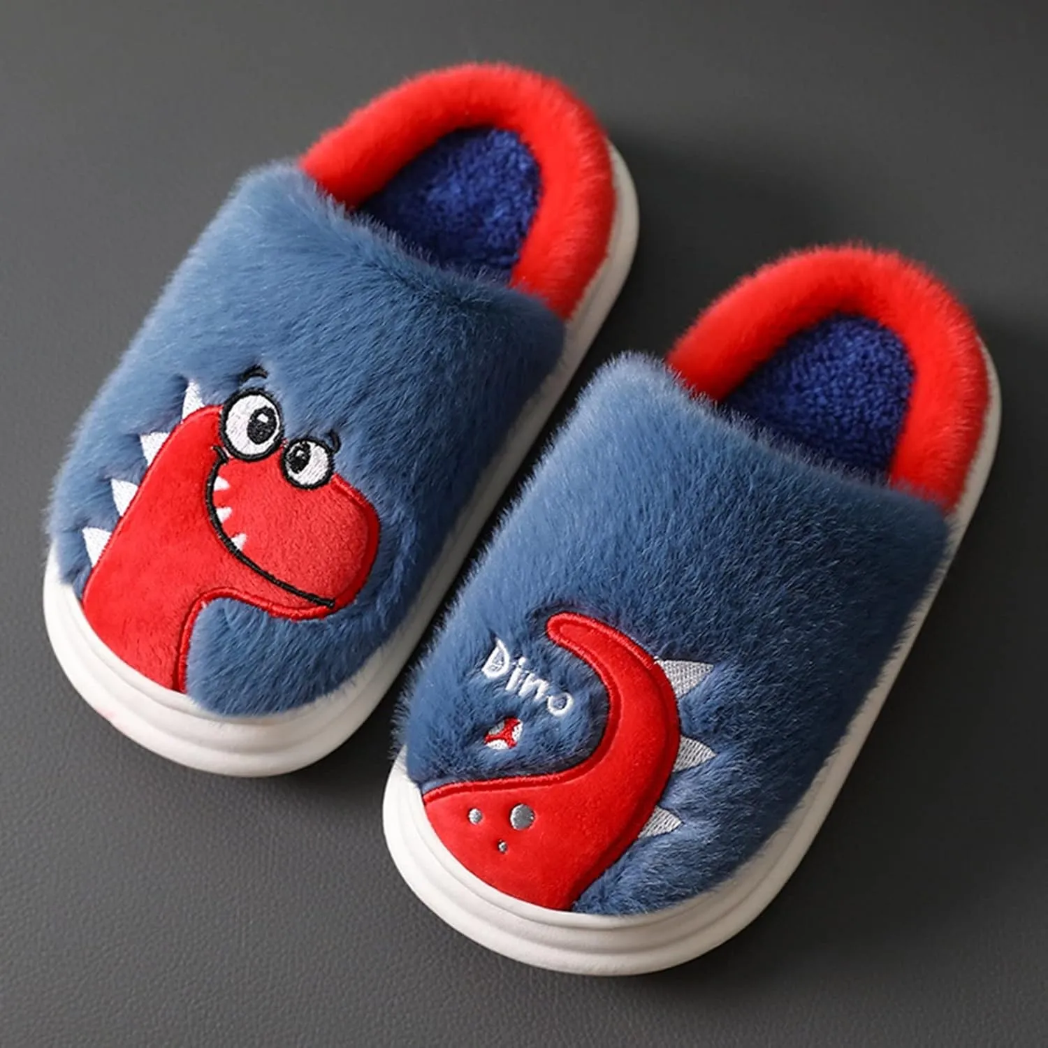 Fluff Slippers for Girls Fashion Autumn And Winter Boys And Girls Slippers Flat Bottom Thick Girls Flip Flops Size 5