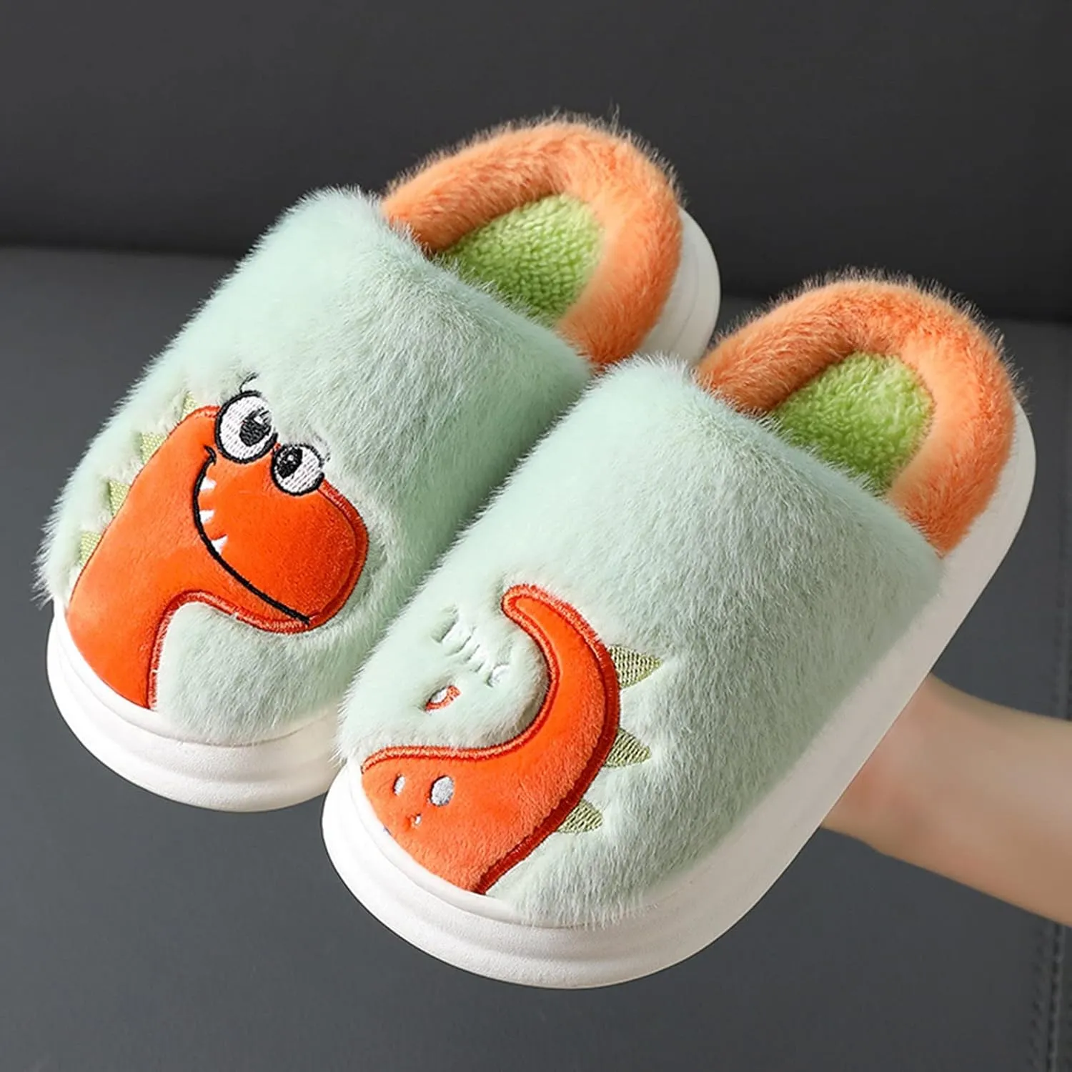 Fluff Slippers for Girls Fashion Autumn And Winter Boys And Girls Slippers Flat Bottom Thick Girls Flip Flops Size 5