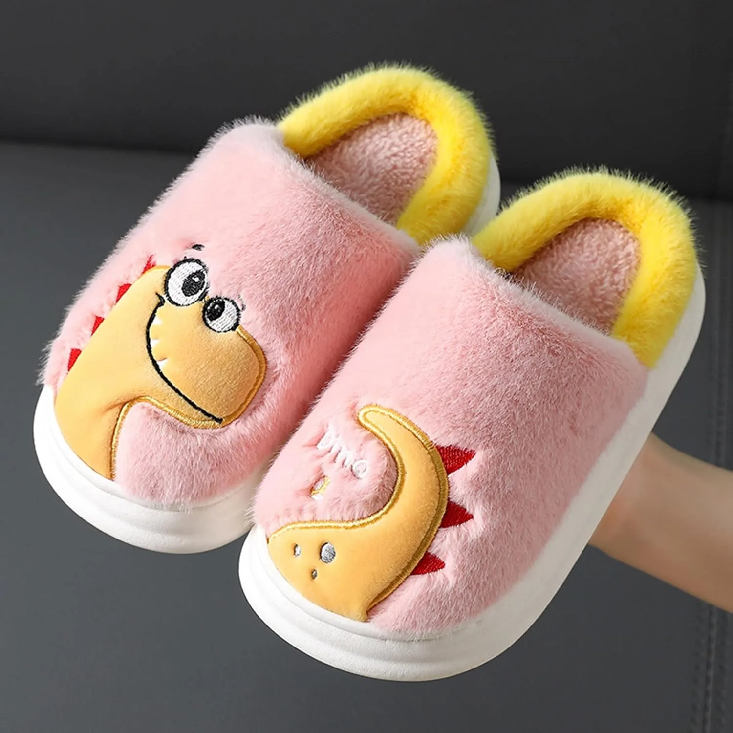 Fluff Slippers for Girls Fashion Autumn And Winter Boys And Girls Slippers Flat Bottom Thick Girls Flip Flops Size 5