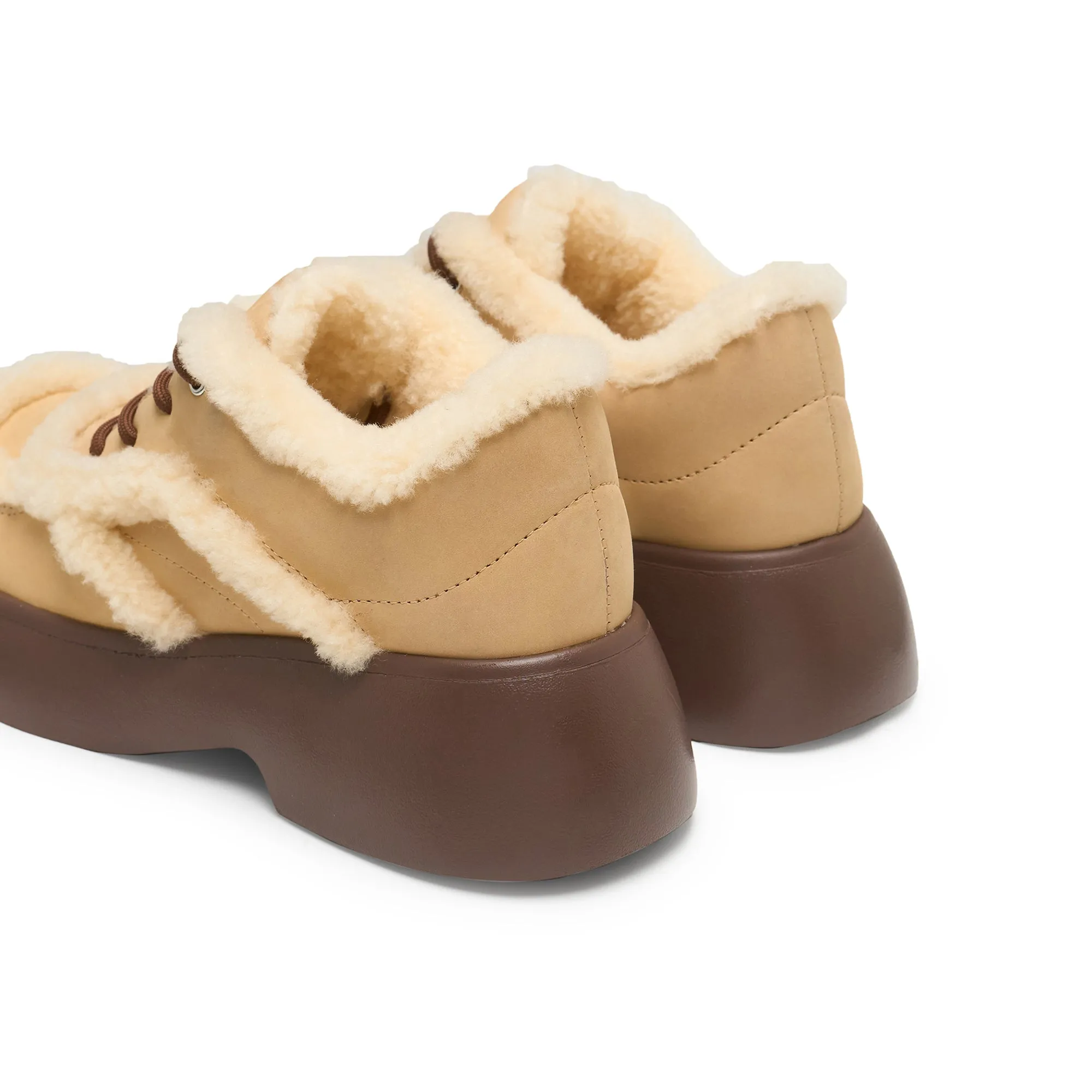 Fluffy Round Toe Thick Soled Breadboard Shoes In Maize Yellow