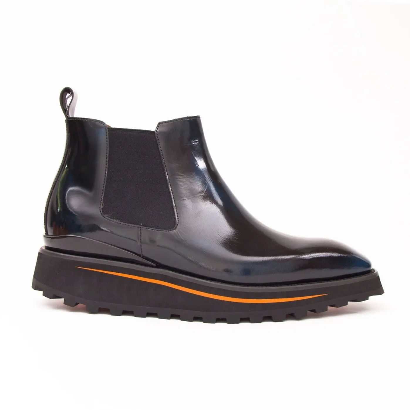 Foil leather Thick-Soled Chelsea Boot 2898 Blue