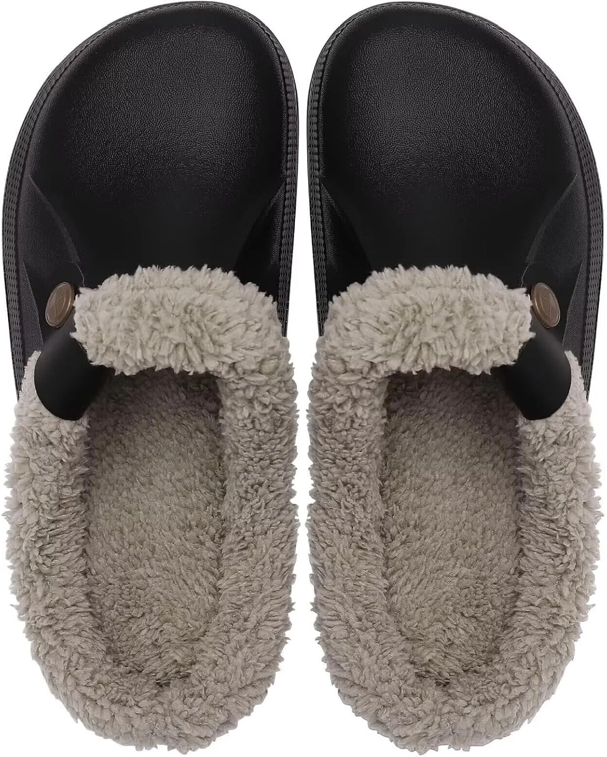 Fur Lined Clogs Waterproof Slippers Fleece Lined Clogs for Women Men Fuzzy Winter Warm Indoor Outdoor Shoes