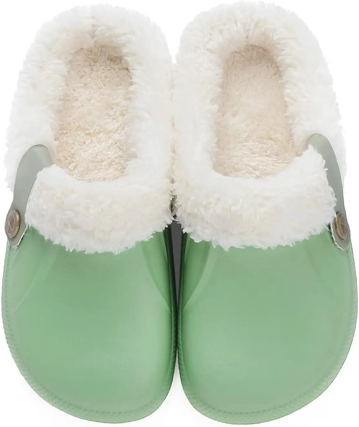 Fur Lined Clogs Waterproof Slippers Fleece Lined Clogs for Women Men Fuzzy Winter Warm Indoor Outdoor Shoes