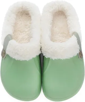 Fur Lined Clogs Waterproof Slippers Fleece Lined Clogs for Women Men Fuzzy Winter Warm Indoor Outdoor Shoes