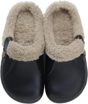Fur Lined Clogs Waterproof Slippers Fleece Lined Clogs for Women Men Fuzzy Winter Warm Indoor Outdoor Shoes