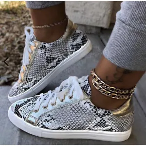 Geometric Snake Print Sneakers Womens Shoes