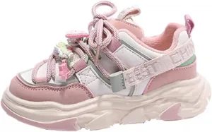 Girls and Toddler Chunky Sneakers Vulcanize Fashion Girls Platform Thick Sole Outdoor Running Glittery Toddler Shoes