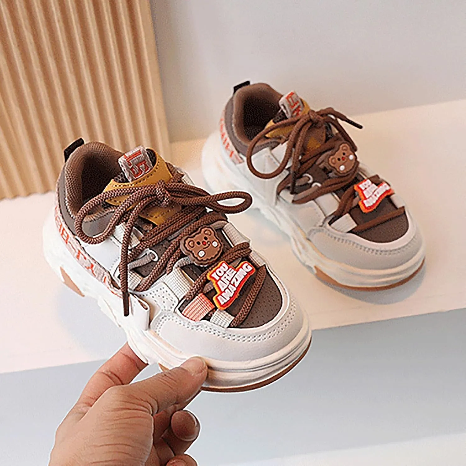 Girls and Toddler Chunky Sneakers Vulcanize Fashion Girls Platform Thick Sole Outdoor Running Glittery Toddler Shoes