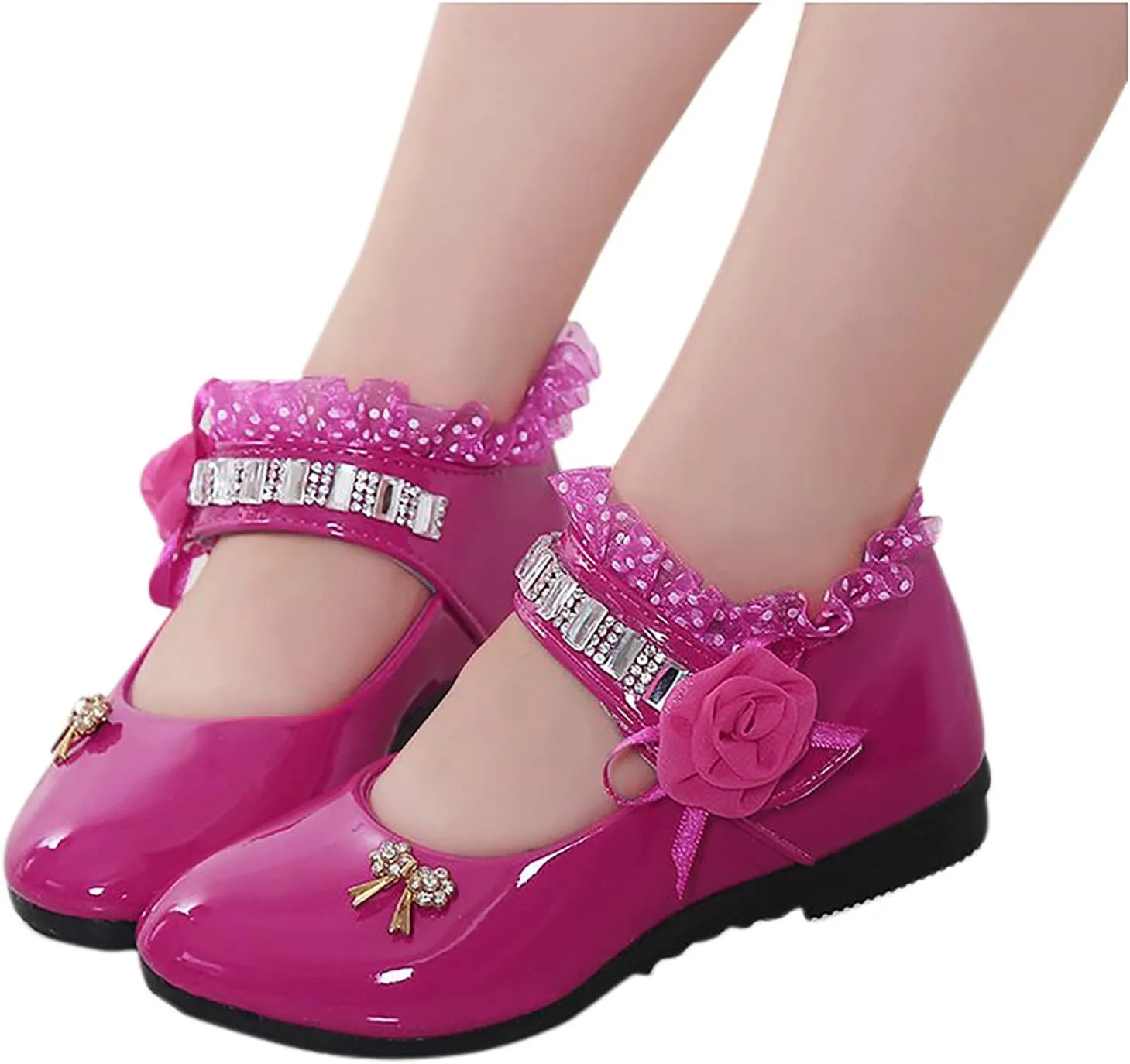 Girls Dress Shoes,0-12 Years Children Baby Girls Flower Leather Single Shoes Soft Dance Princess Shoes Wedding Shoes